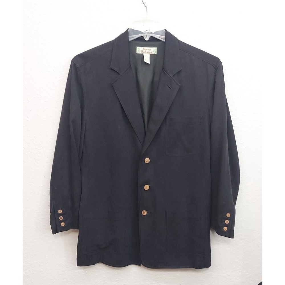 Tommy Bahama Blazer Jacket Mens Medium Black 100% Silk Gold Buttons Sportcoat